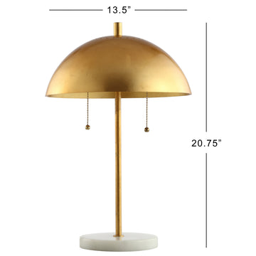 Ella 20.7" Dome Metal with Marble Base LED Table Lamp